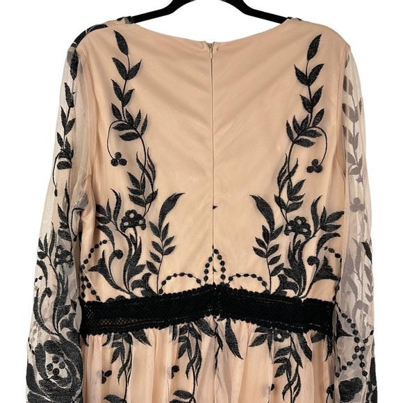 NWT A Beautiful Soul Arula Sz X 10/12 Sheer Floral Vneck Long Sleeve Maxi Dress - Picture 10 of 16